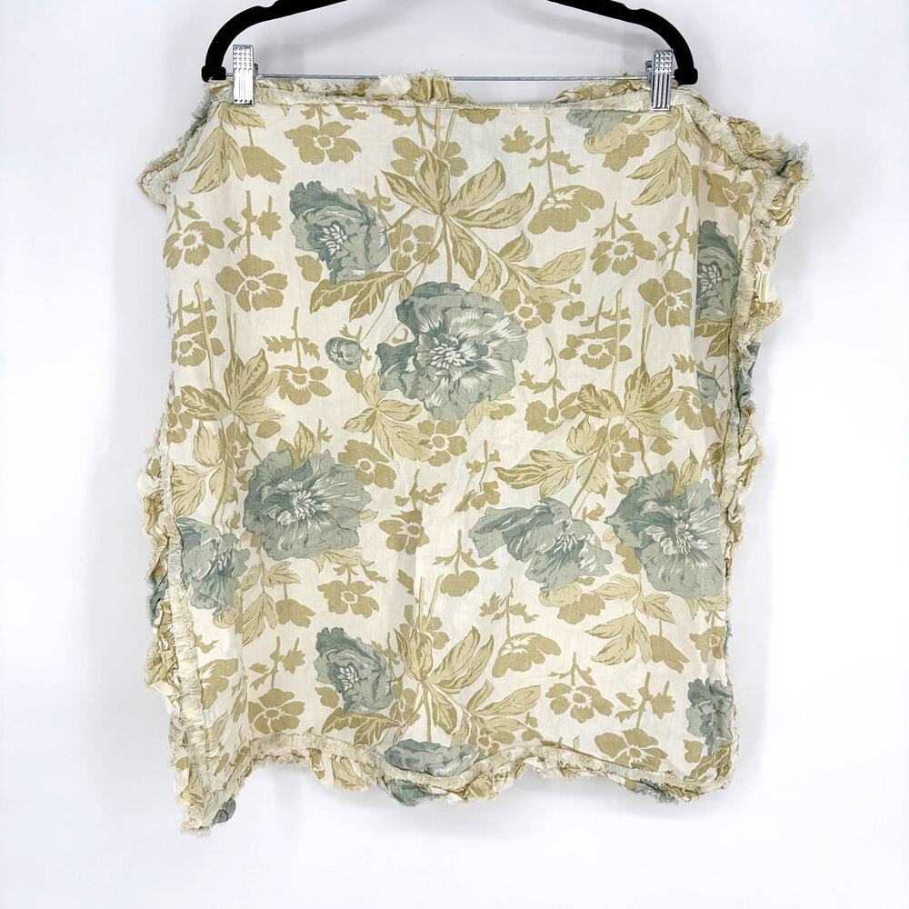 Soft Surroundings Linen Euro Pillow Covers Floral Ruffle Pair 2 Button Closure